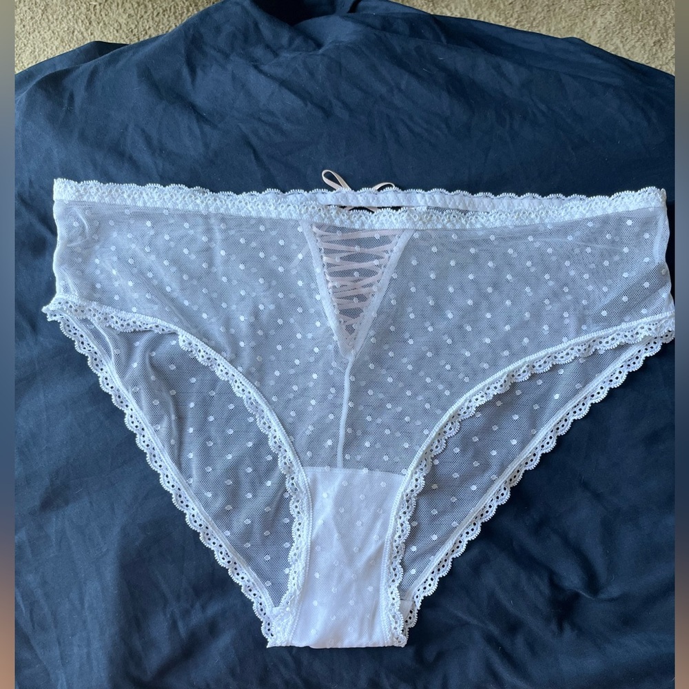 Panties Sheer Dot with Detail  Tie Back NWOT